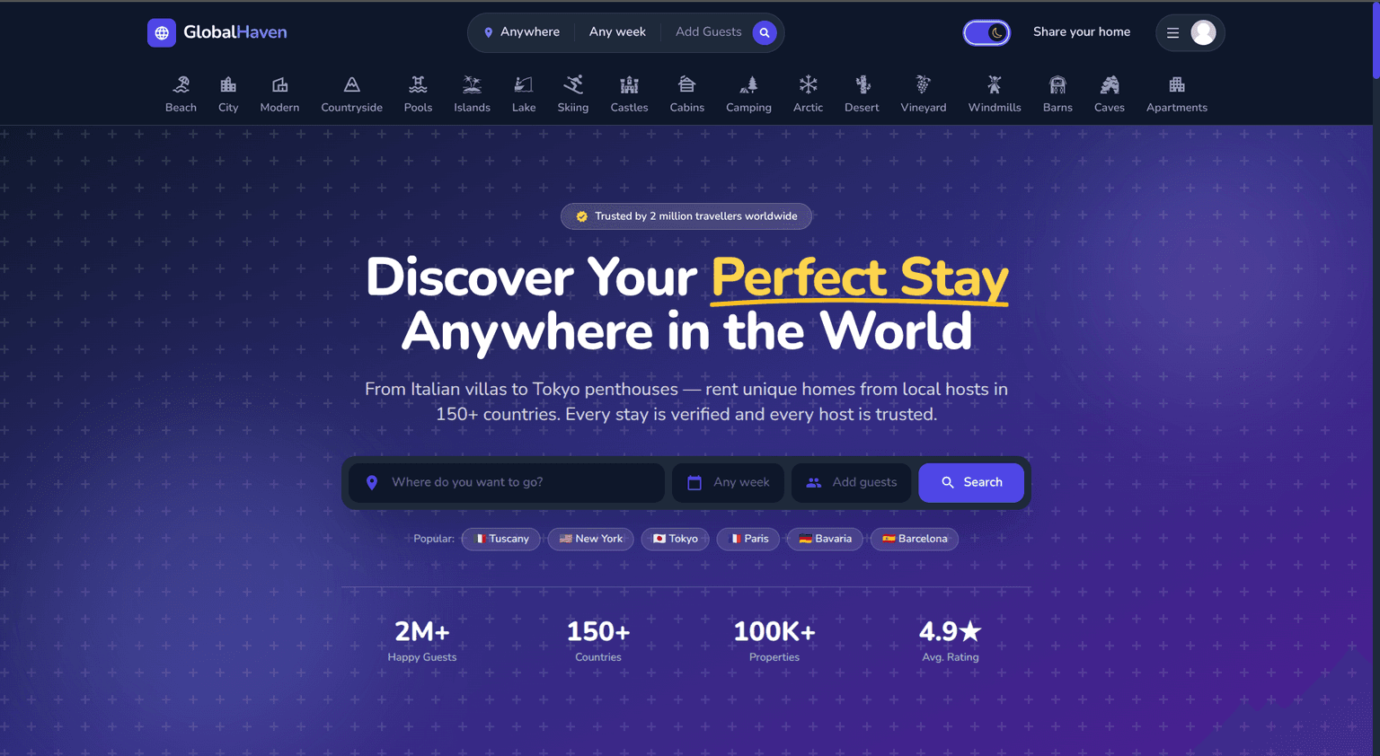 GlobalHaven — main interface